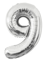 Folieballong nummer 9 H60 cm sølv